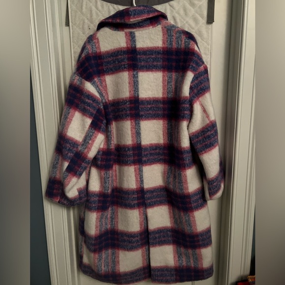 NWOT Oversized Brushed Plaid Coat - Picture 4 of 6